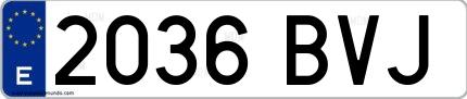 Ejemplo de matrícula española 2036 BVJ