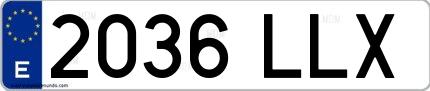Ejemplo de matrícula española 2036 LLX