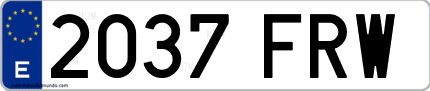 Ejemplo de matrícula de coche ordinaria 2037 FRW