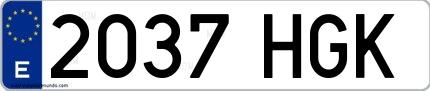 Ejemplo de matrícula española 2037 HGK