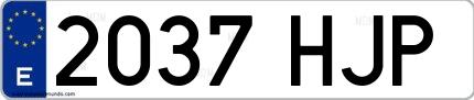 Ejemplo de matrícula española 2037 HJP