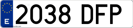 Ejemplo de matrícula de coche ordinaria 2038 DFP