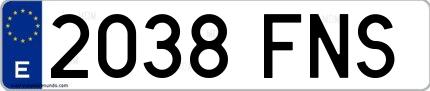 Ejemplo de matrícula española 2038 FNS