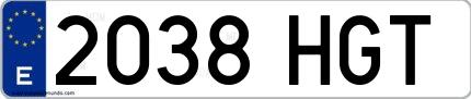 Ejemplo de matrícula española 2038 HGT