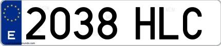 Ejemplo de matrícula española 2038 HLC