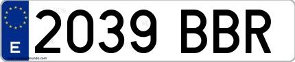 Ejemplo de matrícula española 2039 BBR