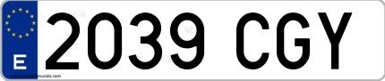 Ejemplo de matrícula española 2039 CGY