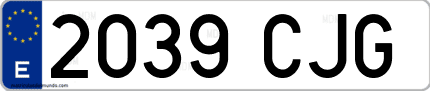 Ejemplo de matrícula de coche ordinaria 2039 CJG