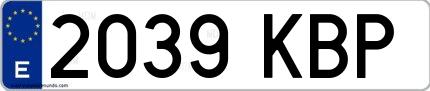 Ejemplo de matrícula española 2039 KBP