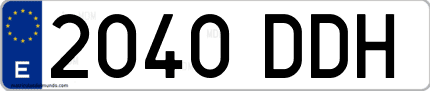 Ejemplo de matrícula de coche ordinaria 2040 DDH