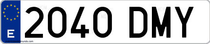 Ejemplo de matrícula de coche ordinaria 2040 DMY
