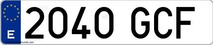 Ejemplo de matrícula española 2040 GCF