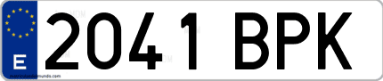 Ejemplo de matrícula de coche ordinaria 2041 BPK