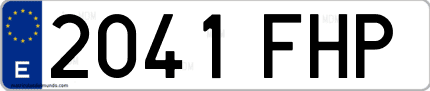 Ejemplo de matrícula de coche ordinaria 2041 FHP