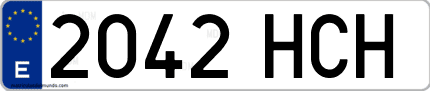 Ejemplo de matrícula de coche ordinaria 2042 HCH