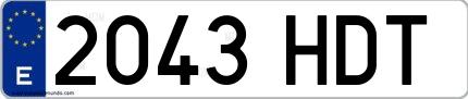 Ejemplo de matrícula española 2043 HDT