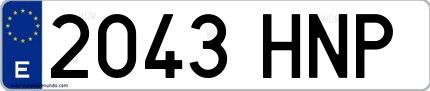 Ejemplo de matrícula española 2043 HNP