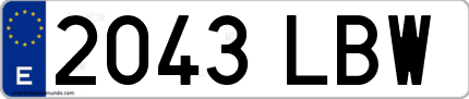 Ejemplo de matrícula de coche ordinaria 2043 LBW