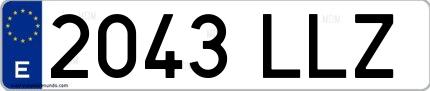 Ejemplo de matrícula española 2043 LLZ