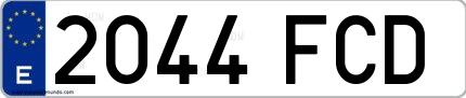 Ejemplo de matrícula española 2044 FCD