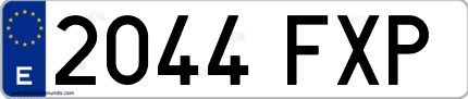 Ejemplo de matrícula de coche ordinaria 2044 FXP