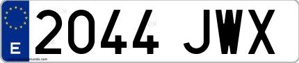 Ejemplo de matrícula española 2044 JWX