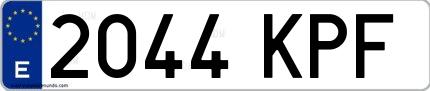 Ejemplo de matrícula española 2044 KPF