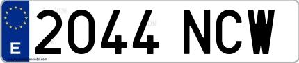 Ejemplo de matrícula española 2044 NCW