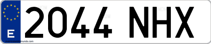 Ejemplo de matrícula de coche ordinaria 2044 NHX