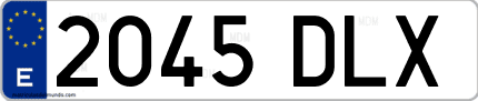 Ejemplo de matrícula de coche ordinaria 2045 DLX