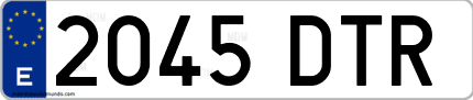 Ejemplo de matrícula de coche ordinaria 2045 DTR