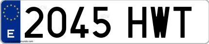 Ejemplo de matrícula española 2045 HWT