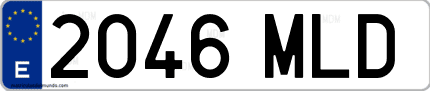 Ejemplo de matrícula de coche ordinaria 2046 MLD