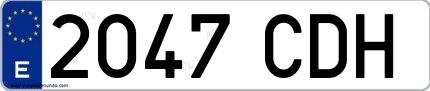 Ejemplo de matrícula española 2047 CDH