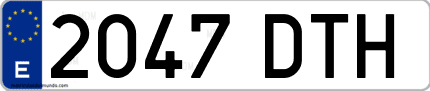 Ejemplo de matrícula de coche ordinaria 2047 DTH