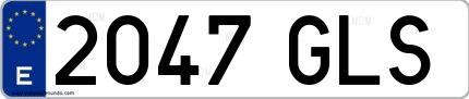 Ejemplo de matrícula española 2047 GLS