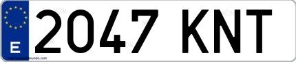 Ejemplo de matrícula española 2047 KNT