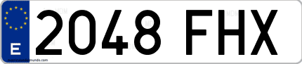 Ejemplo de matrícula de coche ordinaria 2048 FHX