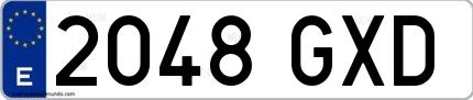 Ejemplo de matrícula española 2048 GXD