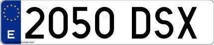 Ejemplo de matrícula española 2050 DSX