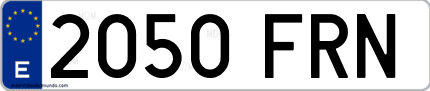 Ejemplo de matrícula de coche ordinaria 2050 FRN