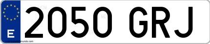 Ejemplo de matrícula española 2050 GRJ