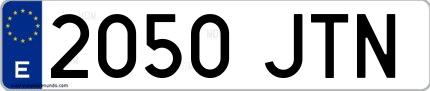 Ejemplo de matrícula española 2050 JTN