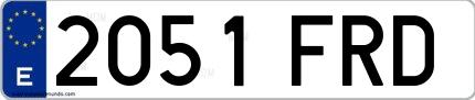 Ejemplo de matrícula española 2051 FRD