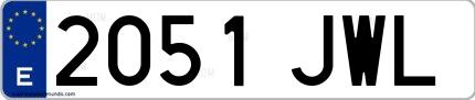 Ejemplo de matrícula española 2051 JWL