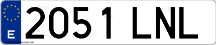 Ejemplo de matrícula de coche ordinaria 2051 LNL