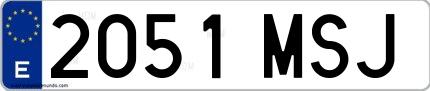 Ejemplo de matrícula española 2051 MSJ