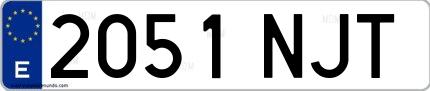 Ejemplo de matrícula española 2051 NJT