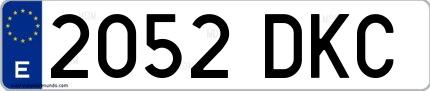 Ejemplo de matrícula española 2052 DKC
