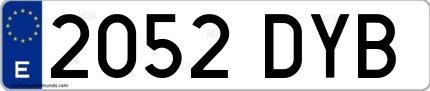 Ejemplo de matrícula española 2052 DYB